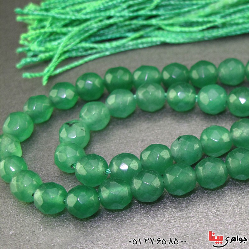 تسبیح جید سبز ۱۰۱ دانه ای تراش دار _کد:16226