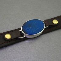 دستبند عقیق آبی با حکاکی یا ابالفضل العباس 