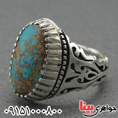 انگشتر فیروزه نیشابوری شجری قدیمی درشت مردانه _کد:2391