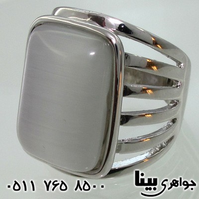 انگشتر سنگ ماه (مون استون) مستطیلی پهن