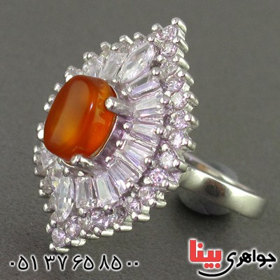 انگشتر عقیق یمنی رودیوم زنانه عالی _کد:16392