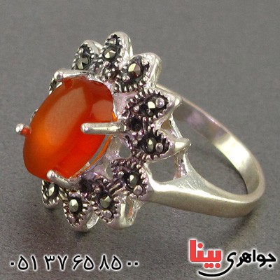 انگشتر عقیق یمنی مارکازیتی زنانه عالی _کد:16406