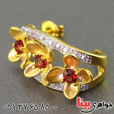 گوشواره یاقوت گارنت و الماس زنانه مانی بسیار عالی _کد:2429