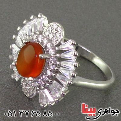 انگشتر عقیق یمنی رودیوم زنانه خاص و تک _کد:16419