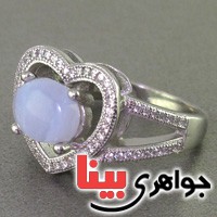 انگشتر عقیق یمنی کبود رودیوم زنانه خوشرنگ _کد:16446