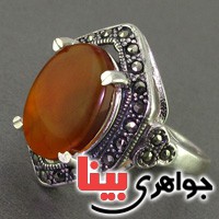 انگشتر عقیق یمنی مارکازیتی زنانه درشت خاص _کد:16450