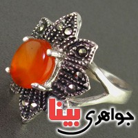 انگشتر عقیق یمنی مارکازیتی زنانه خوشرنگ _کد:16455