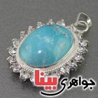 گردنبند فیروزه نیشابوری شجری زنانه دور جواهری _کد:16456