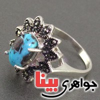 انگشتر فیروزه نیشابوری خوشرنگ مارکازیتی زنانه _کد:16464