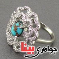 انگشتر فیروزه نیشابوری خوش نقش زنانه _کد:16477