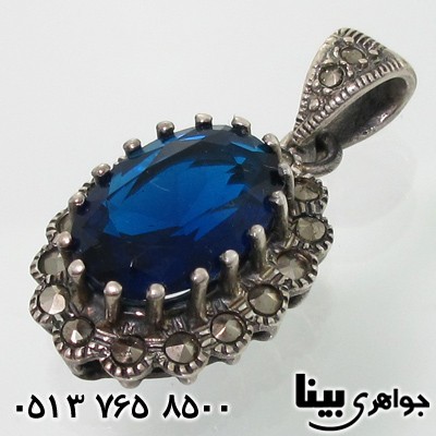 گردنبند یاقوت کبود گل بیضی