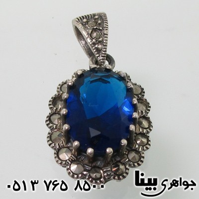 گردنبند یاقوت کبود گل بیضی