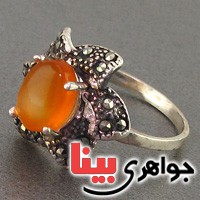 انگشتر عقیق یمنی مارکازیت درجه یک زنانه مدل پریا _کد:16484