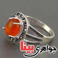 انگشتر عقیق یمنی خوشرنگ درجه یک زنانه مارکازیتی _کد:16495