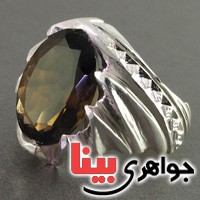 انگشتر کوارتز دودی مردانه درشت بسیار عالی فاخر _کد:2451