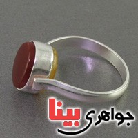 انگشتر عقیق قرمز و عقیق زرد دورو همراه با حرز _کد:16510