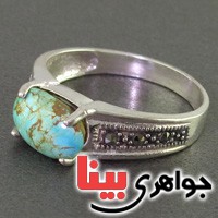 انگشتر فیروزه نیشابوری شجری مارکازیتی زنانه _کد:16511