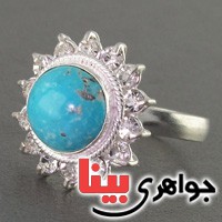 انگشتر فیروزه نیشابوری شجری دور جواهری زنانه _کد:16512