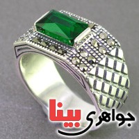 انگشتر حدید مارکازیتی زمردین مردانه _کد:16521