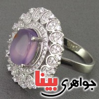 انگشتر عقیق یمنی کبود رودیوم زنانه درشت _کد:16540
