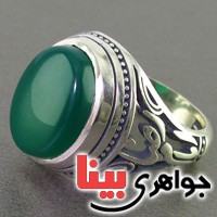 انگشتر عقیق سبز خراسانی عالی مردانه _کد:16543