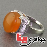 انگشتر عقیق یمنی موکل دار با رودیوم خوشرنگ زنانه _کد:16554