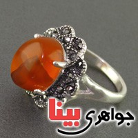 انگشتر عقیق یمنی مارکازیتی زنانه خوش نقش _کد:16560