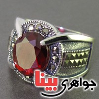 انگشتر حدید مارکازیتی یاقوتی مردانه _کد:16608