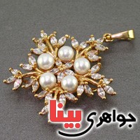 گردنبند مروارید و الماس زنانه طرح برف _کد:16611