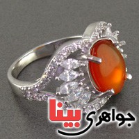 انگشتر عقیق یمنی رودیوم خوشرنگ زنانه _کد:16618