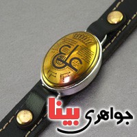 دستبند حدید طلایی با حکاکی عین علی _کد:16630