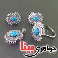 سرویس فیروزه نیشابوری زنانه رودیوم دور نگین _کد:2474