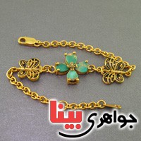 دستبند فیروزه نیشابوری زنانه بسیار عالی طرح گل و پروانه _کد:16637
