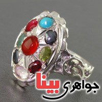 انگشتر چند جواهر عقیق یمنی نه نگین همراه با حرز امام جواد _کد:16664