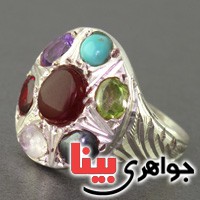 انگشتر چند جواهر عقیق یمنی هفت نگین همراه با حرز امام جواد _کد:16666