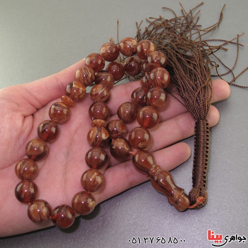 تسبیح کهربا لهستانی ۳۳ دانه ای درجه یک بسیار عالی _کد:2485