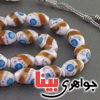 تسبیح استخوان ۳۳ دانه ای نقره کوب با مرصع کاری فیروزه و کهربا _کد:16714