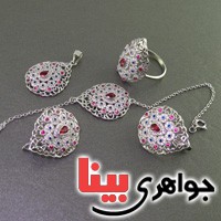 سرویس یاقوت سرخ رودیوم زنانه مجلسی _کد:2488