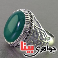 انگشتر عقیق سبز خراسانی بسیار عالی درشت مردانه _کد:16729