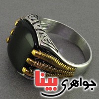 انگشتر عقیق سیاه (اونیکس) طرح پنجه _کد:16743