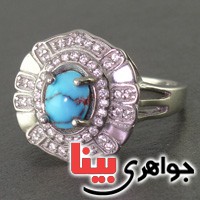 انگشتر فیروزه نیشابوری رودیوم زنانه _کد:16749