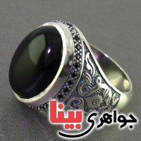 انگشتر عقیق سیاه (اونیکس) بسیار عالی درشت مردانه _کد:16751
