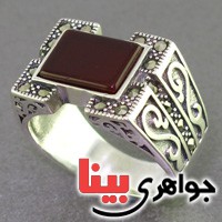 انگشتر حدید و عقیق مارکازیتی مردانه _کد:16801