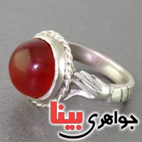انگشتر عقیق قرمز مردانه مدل دست و دلبر