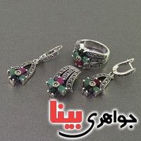 سرویس چند جواهر یاقوت و زمرد مارکازیتی بسیار عالی _کد:2504