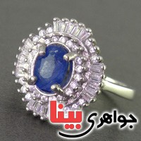 انگشتر یاقوت کبود رودیوم زنانه عالی _کد:16844