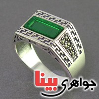 انگشتر حدید مارکازیتی زمردی  _کد:16846
