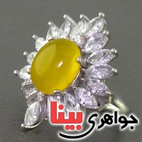 انگشتر عقیق شرف الشمس رودیوم زنانه درشت مجلسی _کد:16852