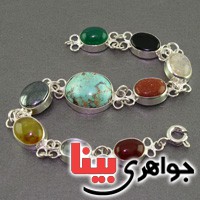 دستبند چند جواهر سنگ درمانی مدل سلجوقی _کد:16863