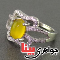 انگشتر عقیق زرد رودیوم زنانه خوشرنگ _کد:16869